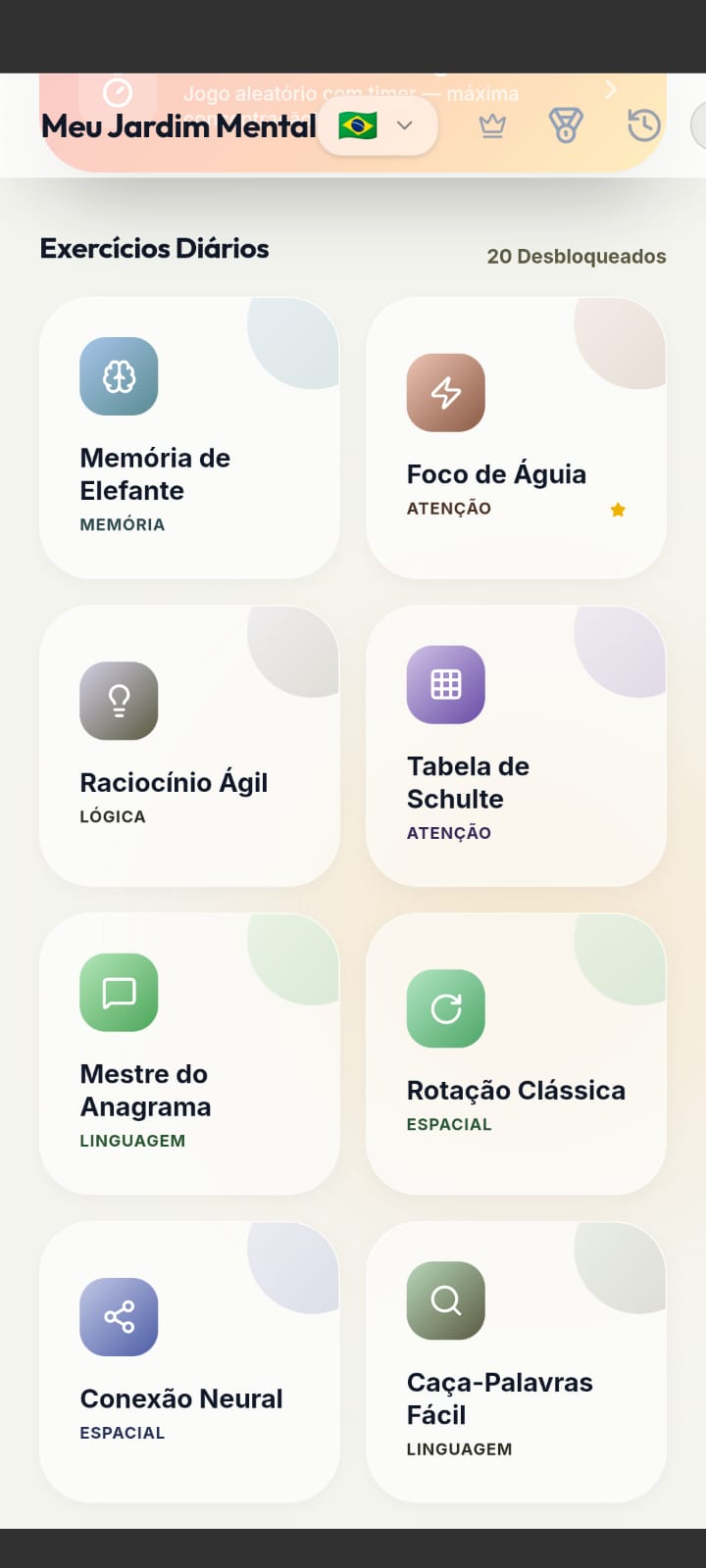 NeuroAtiva - Tela de treinamento cognitivo