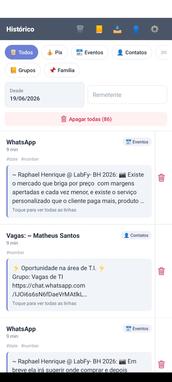 WhatsappOrganize - Interface de organização